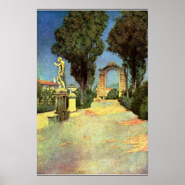 Póster Un jardín italiano por Maxfield Parrish (Frente)