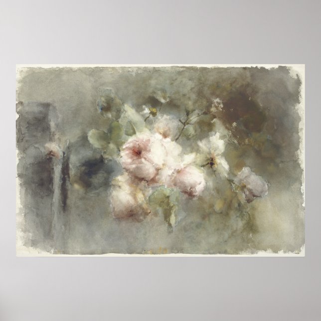 Póster Un jarrón con rosas de Margaretha Roosenboom (1853 (Frente)