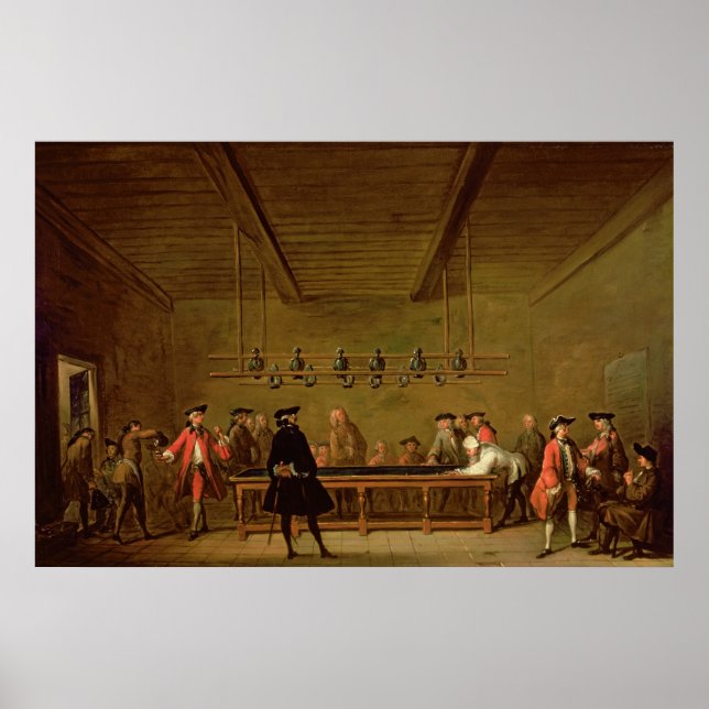 Póster Un juego de billares, c.1720-26 (Frente)