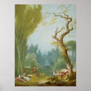 Póster Un juego de caballos y jinetes - Fragonard