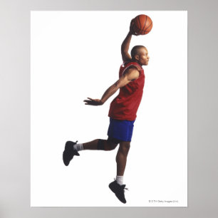 Póster un jugador de básquet joven del varón adulto vue