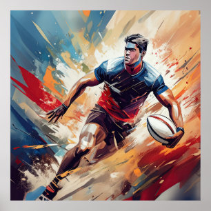 Póster Un jugador masculino de rugby.
