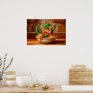 Póster un lagarto juguetón disfrutando de una deliciosa p