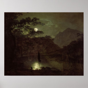 Póster Un lago por el claro de luna, c.1780-82 (aceite en