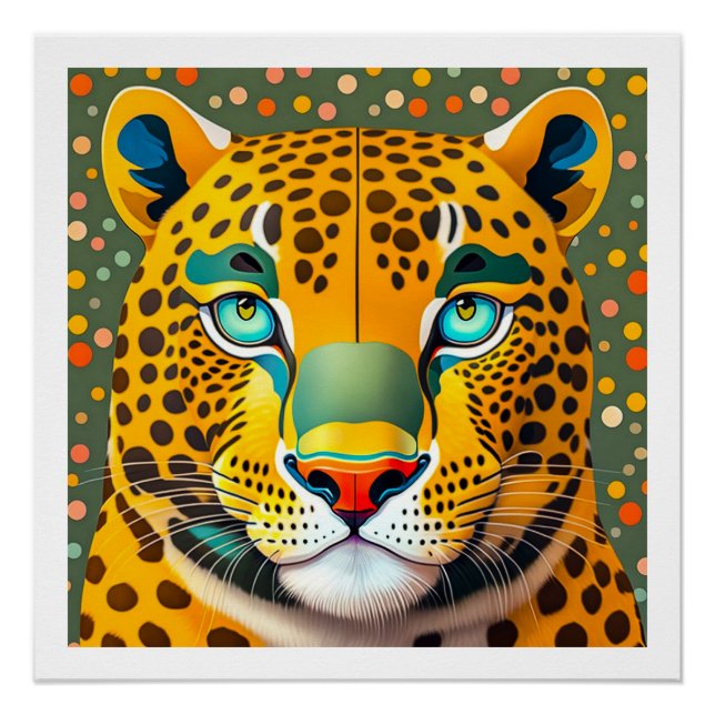 Póster Un leopardo cambiando sus puntos (Anverso)
