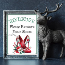Un letrero de Navidad para quitarse los zapatos