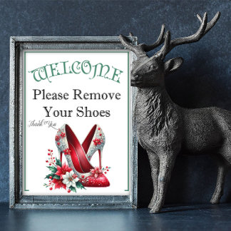 Póster Un letrero de Navidad para quitarse los zapatos