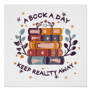 Póster Un libro al día mantiene la realidad alejada