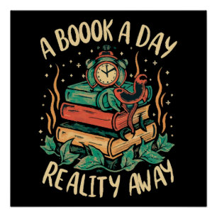 Póster Un libro al día mantiene la Realidad alejada