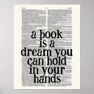 Póster un libro es un sueño que sostienes en tus manos