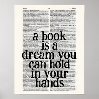 Póster un libro es un sueño que sostienes en tus manos