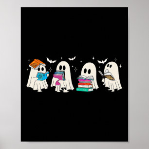 Póster Un libro fantasma que lee libros de Halloween hace