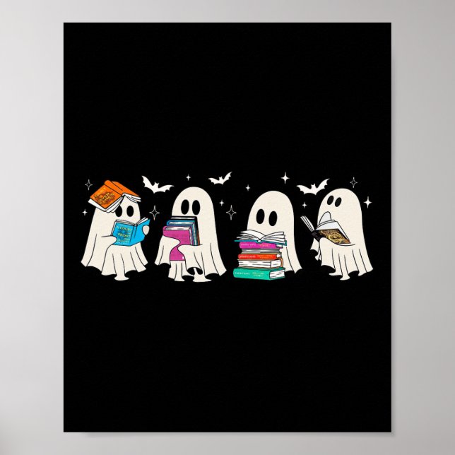 Póster Un libro fantasma que lee libros de Halloween hace (Frente)