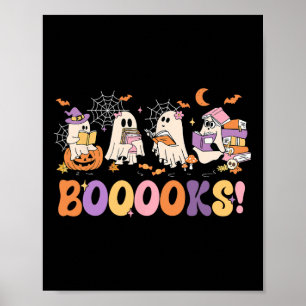 Póster Un libro fantasma que lee libros de Halloween Love