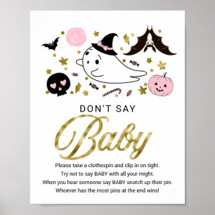 Póster Un lindo Baby Shower de Halloween no dice Rótulo d