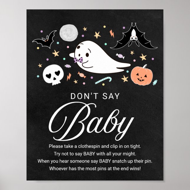 Póster Un lindo Baby Shower de Halloween no dice Rótulo d (Frente)
