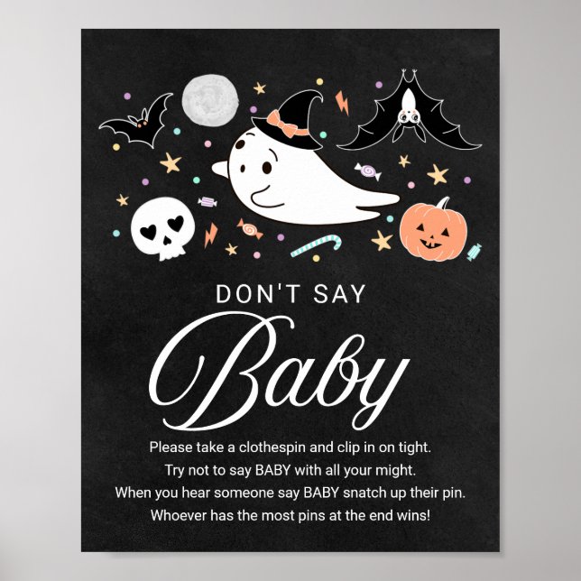 Póster Un lindo Baby Shower de Halloween no dice Rótulo d (Frente)