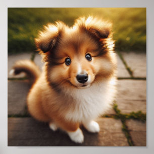 Póster Un lindo cachorro de Sheepdog de Shetland