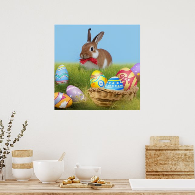 Póster Un lindo conejo de Pascua para un ánimo positivo (Cocina)