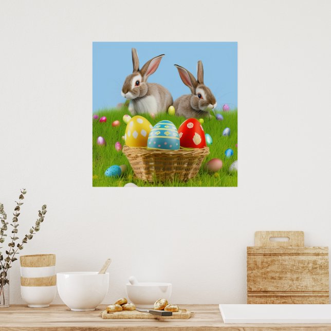 Póster Un lindo conejo de Pascua para un ánimo positivo (Cocina)