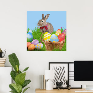 Póster Un lindo conejo de Pascua para un ánimo positivo