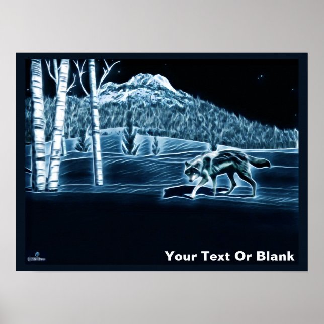 Póster Un lobo en la nieve (Frente)