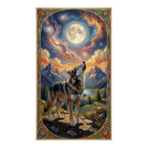 Un lobo solitario aúlla a una luna