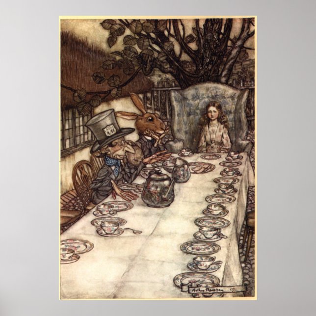 Póster Un loco Fiesta de té por Arthur Rackham (Frente)