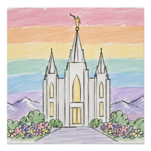 Póster Un lugar celestial de paz Hermoso templo SUD