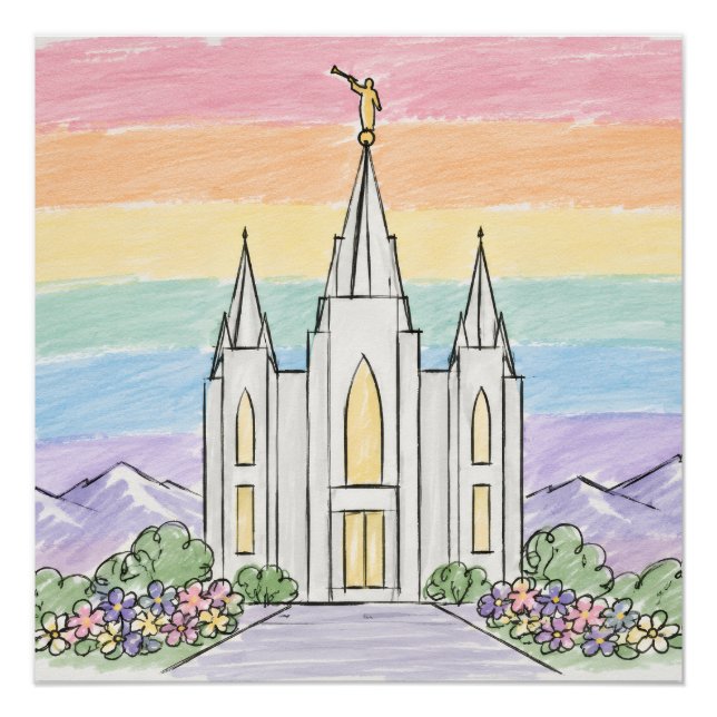 Póster Un lugar celestial de paz | Hermoso templo SUD (Anverso)