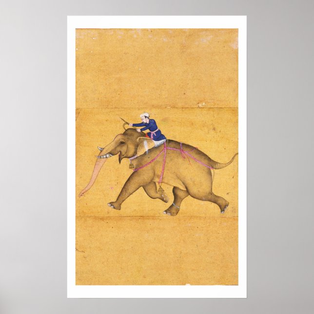 Póster Un Mahout montando un elefante, desde el gran acan (Frente)