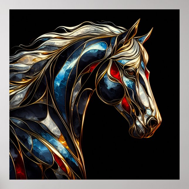 Póster Un majestuoso Stallion - AI en movimiento (Frente)