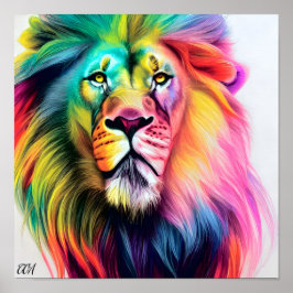 Póster Un majestuoso y colorido León