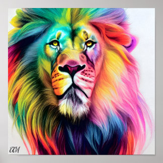 Póster Un majestuoso y colorido León