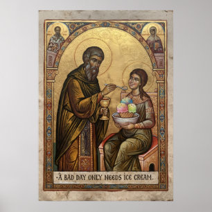 Póster Un mal día solo necesita un icono bizantino de hel