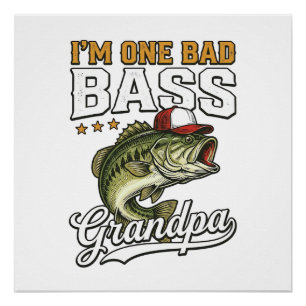 Póster Un mal diseño vectorial vintage de pesca de lubina