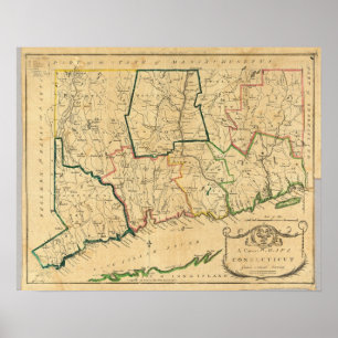 Póster Un mapa correcto de Connecticut
