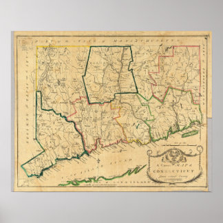 Póster Un mapa correcto de Connecticut