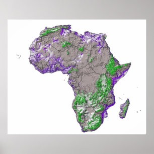 Póster Un mapa de África con códigos de color con sus paí