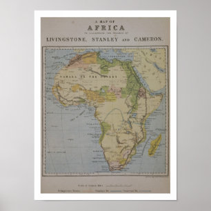 Póster Un mapa de África para ilustrar los viajes de
