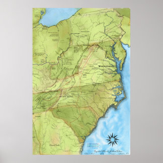 Póster Un mapa de lugares importantes para los indios del