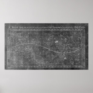 Póster Un mapa de mercator de los cielos estrellados