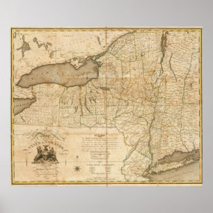 Póster Un mapa del estado de Nueva York