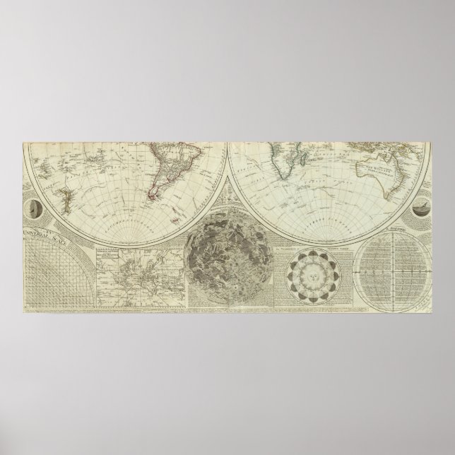 Póster Un mapa general del mundo terraqueoso (Frente)