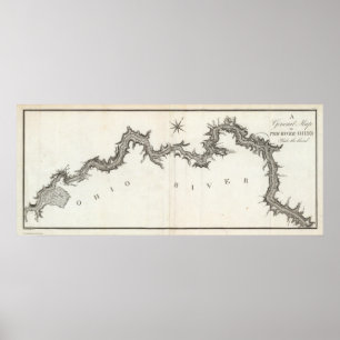 Póster Un mapa general del río Ohio, platea el tercero