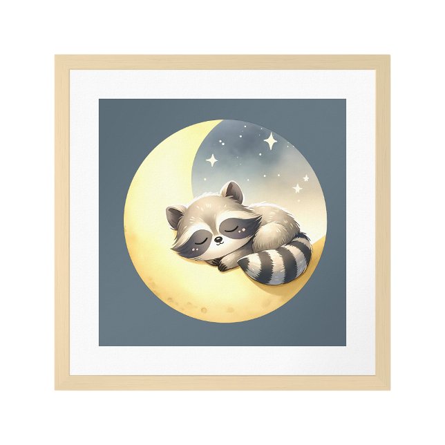 Póster ¡Un mapache durmiendo en la luna! Niños animales d (Subido por el creador)