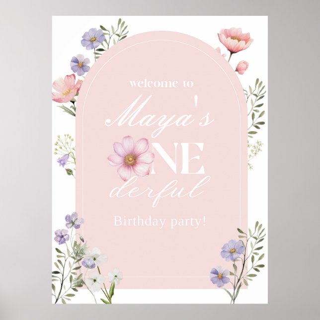 Póster Un maravilloso, primer cumpleaños, uno (Frente)