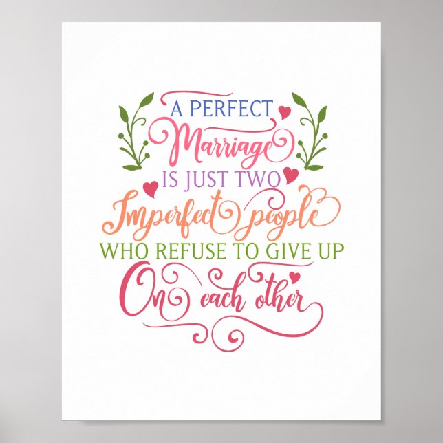 Póster Un matrimonio perfecto es sólo dos personas imperf (Frente)