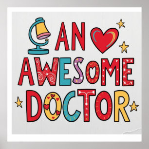 Póster Un médico increíble. Regalo de agradecimiento 