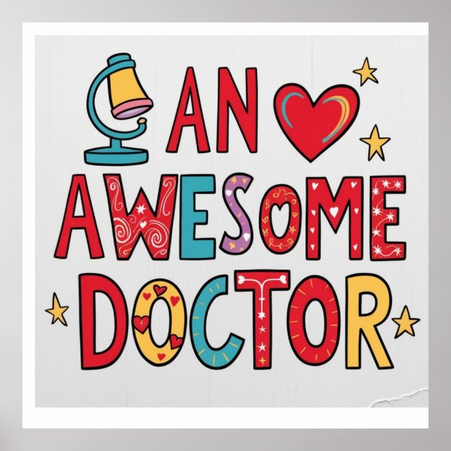 Póster Un médico increíble. Regalo de agradecimiento  (Frente)